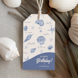 Shells Starfish Sun Fun Text Blue ID918  Gift Tags