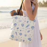 Shells Starfish Sun Fun Text Blue ID918 