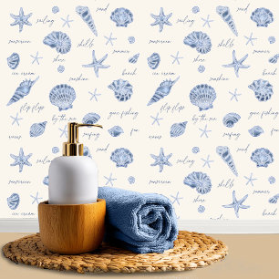 Shells Starfish Sun Fun Text Blue ID918 Wallpaper