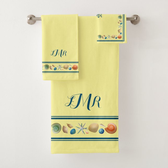 Shells & Stripes Bath Towel Set (Insitu)