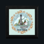 Shells Virginia Lighthouse  Gift Box<br><div class="desc">Shells Virginia Lighthouse gift box by ArtMuvz Illustration. Matching watercolor lighthouse t shirt, apparel, nautical clothing, lighthouse collector apparel. Lighthouse gifts are a great way to show someone you care, especially if they love the ocean, the coast, or lighthouses themselves. Lighthouses are iconic symbols of hope, guidance, and safety, and...</div>