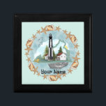 Shells Virginia Lighthouse  Gift Box<br><div class="desc">Shells Virginia Lighthouse gift box by ArtMuvz Illustration. Matching watercolor lighthouse t shirt, apparel, nautical clothing, lighthouse collector apparel. Lighthouse gifts are a great way to show someone you care, especially if they love the ocean, the coast, or lighthouses themselves. Lighthouses are iconic symbols of hope, guidance, and safety, and...</div>