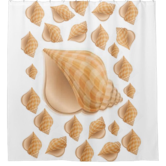Shells white showercurtain shower curtain (Front)