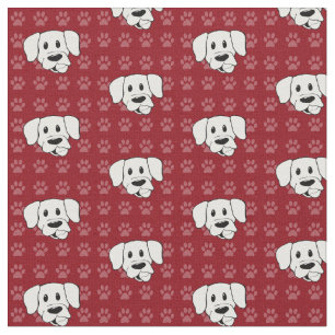 Shelter Dog cartoon labrador red pawprints fabric