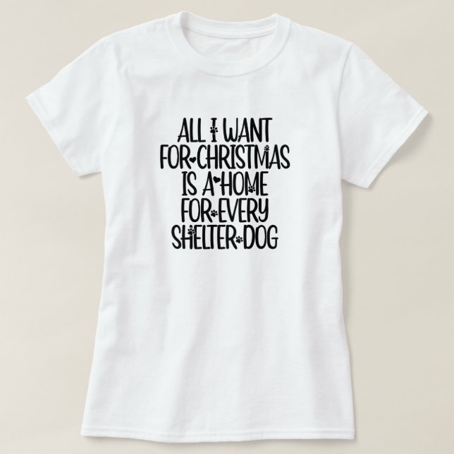 Shelter Dog Christmas T-Shirt (Design Front)