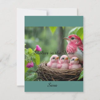 Shelter in the Rain – A Rose-Breasted Grosbeak’s  RSVP Card