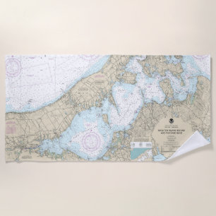 Shelter Island Sound and Peconic Bays Chart Beach Towel