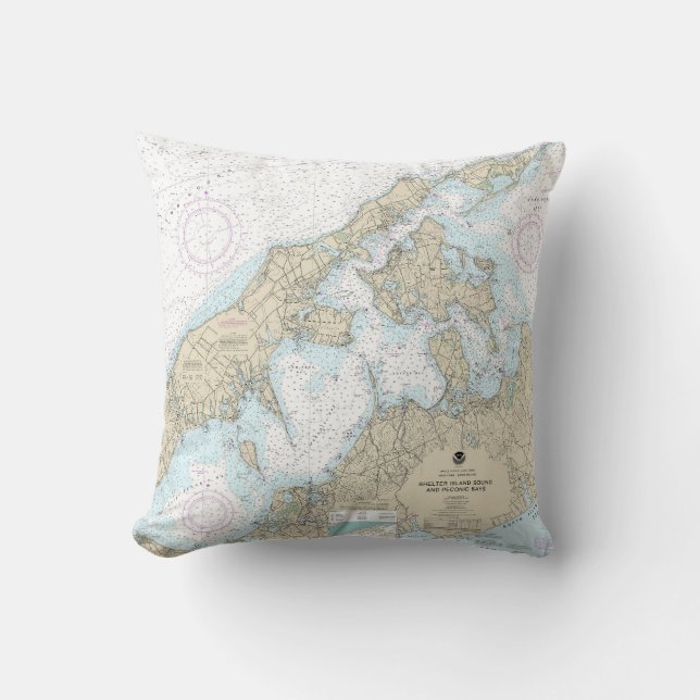 Shelter Island Sound and Peconic Bays Chart Cushion (Front)