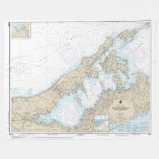 Shelter Island Sound and Peconic Bays Chart Fleece Blanket