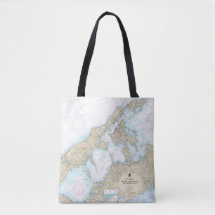 Shelter Island Sound and Peconic Bays Chart Tote Bag