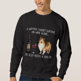 Sheltie And Wine Dog Fitted Sweatshirt