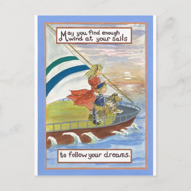 Sheltie Art  Wind at Your sails Postcard (Front)
