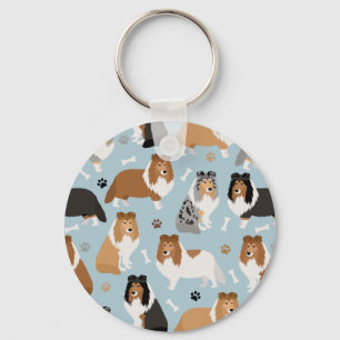 Sheltie Bones and Paws Key Ring