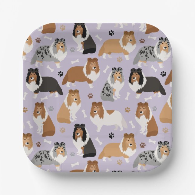 Sheltie Bones and Paws Paper Plates (Front)