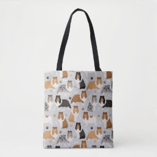 Sheltie Bones and Paws Tote Bag