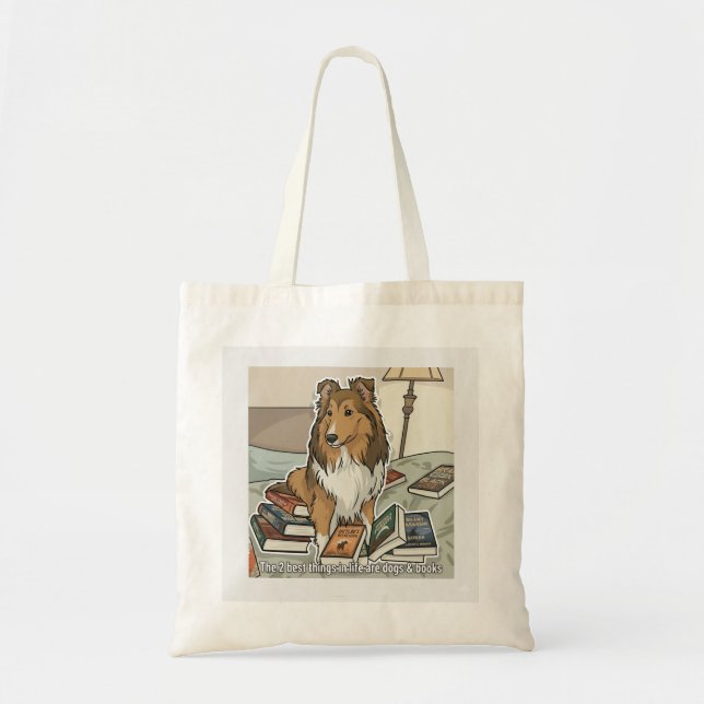 Sheltie & books tote bag (Front)
