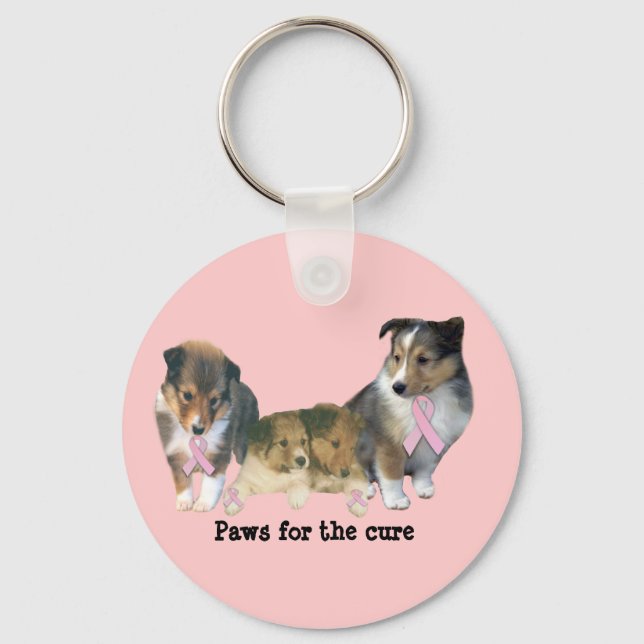 Sheltie Breast Cancer Keychain (Front)