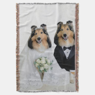 Sheltie Bride & Groom Throw Blanket