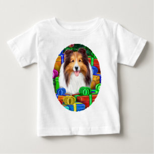 Sheltie Christmas Open Gifts Sable Baby T-Shirt