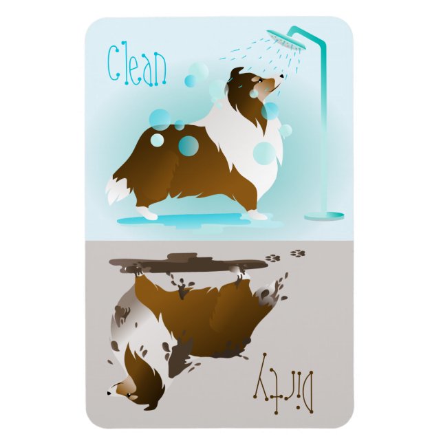 Sheltie Clean-Dirty Dishwasher Magnet (Vertical)