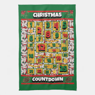 Sheltie Countdown Christmas Advent Calendar Dog Tea Towel
