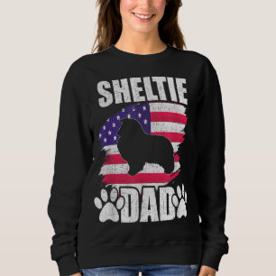 Sheltie Dad Dog Lover American US Flag Sweatshirt