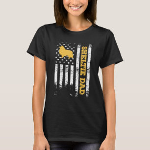 Sheltie Dad US Flag Sheltie Owner Shetland Sheepdo T-Shirt