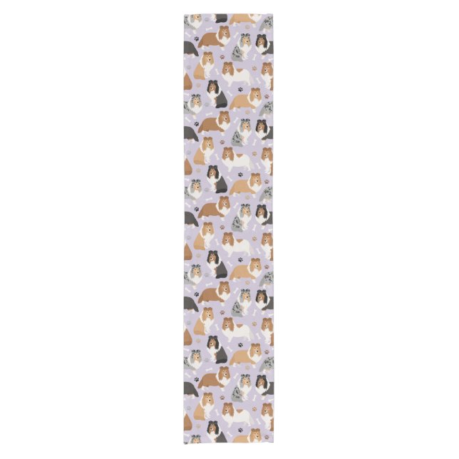 Sheltie Dog Bones and Paws Short Table Runner (Front)