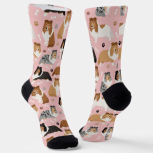 Sheltie Dog Bones and Paws Socks