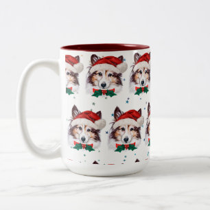 Sheltie Dog Breed Christmas Stars Two-Tone Coffee Mug