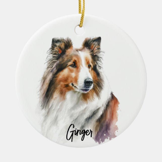 Sheltie Dog Breed Personalised Ceramic Tree Decoration (Front)