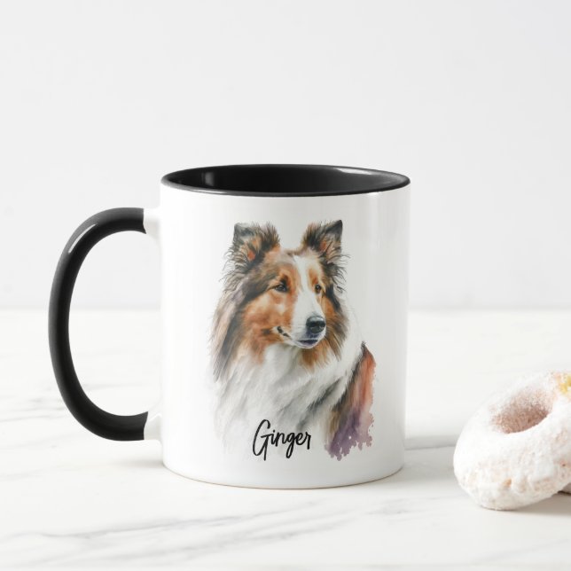 Sheltie Dog Breed Personalised Mug (With Donut)