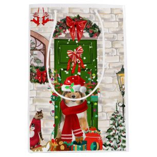 Sheltie Dog Christmas  Medium Gift Bag