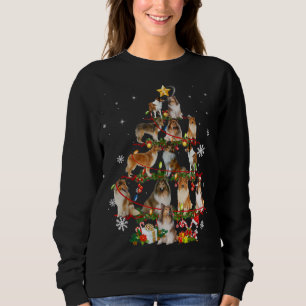 Sheltie Dog Christmas Tree Lights Funny Dog Xmas G Sweatshirt