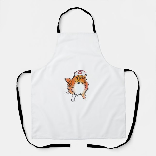 Sheltie Dog in Nurse Hat – animalsinhats Classic T Apron (Front)