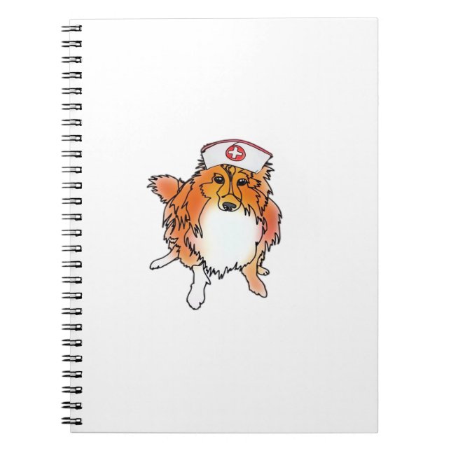 Sheltie Dog in Nurse Hat – animalsinhats Classic T Notebook (Front)