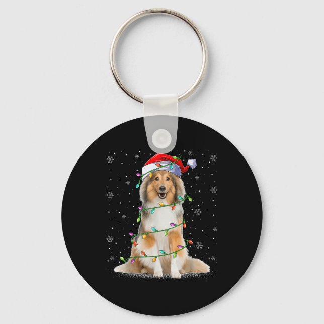Sheltie Dog Lover Xmas Lighting Santa Sheltie Chri Key Ring (Front)