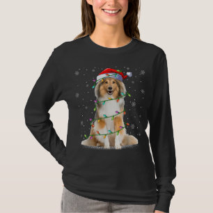 Sheltie Dog Lover Xmas Lighting Santa Sheltie Chri T-Shirt