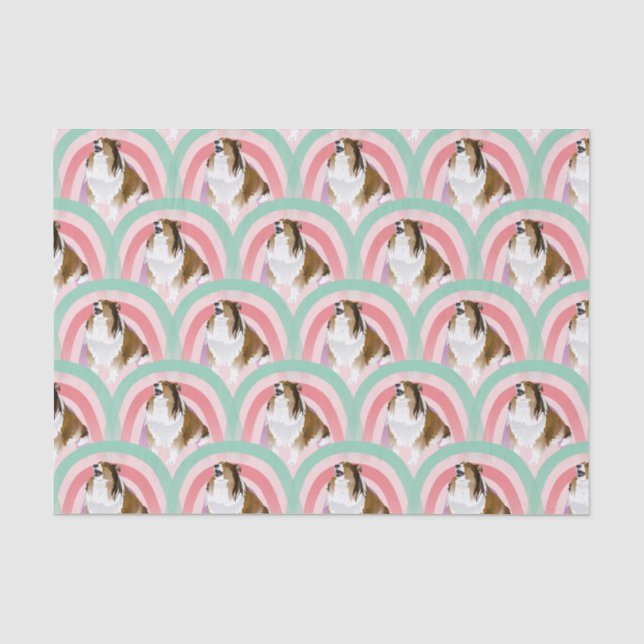 Sheltie Dog Rainbow Pink Birthday Tissue Paper (Front)