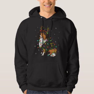 Sheltie Dog Xmas Lighting Reindeer Hat Sheltie Chr Hoodie