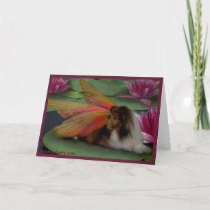 Sheltie Fairy on a Lily Pad. w Border psd Card