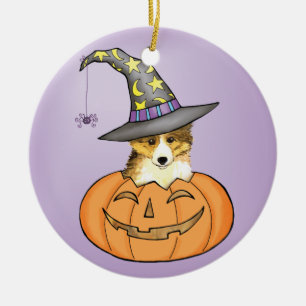 Sheltie Halloween Ceramic Tree Decoration