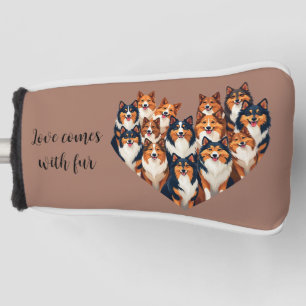 Sheltie Heart Illustration Cute Shetland Sheepdog Golf Head Cover