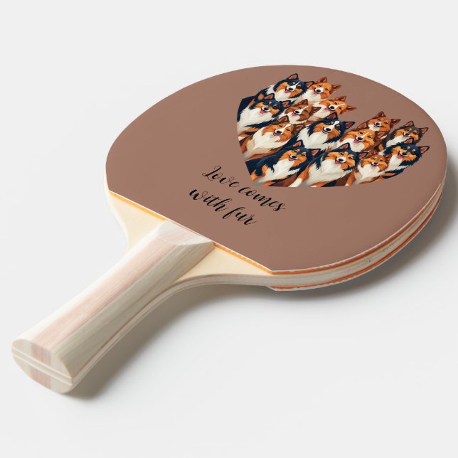 Sheltie Heart Illustration Cute Shetland Sheepdog Ping Pong Paddle (Front Angle)