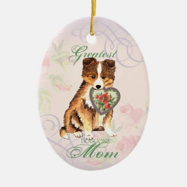 Sheltie Heart Mum Ceramic Ornament (Front)