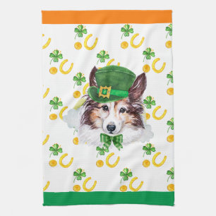 Sheltie Holiday Home Decor St Patricks Day Tea Towel