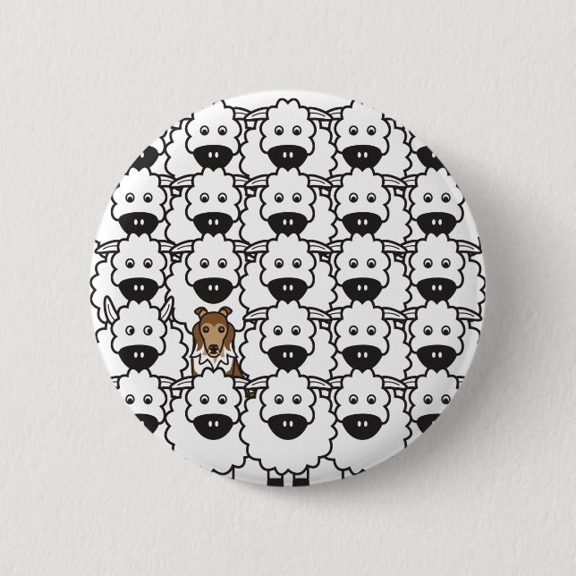 Sheltie in the Sheep 6 Cm Round Badge (Front)