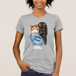 Sheltie Mama Black Hair w Sable Shetland Sheepdog T-Shirt