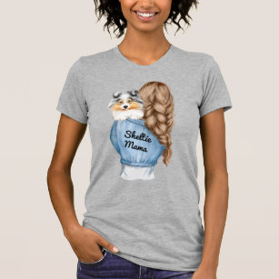 Sheltie Mama Brown Hair w Merle Shetland Sheepdog T-Shirt