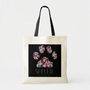 Sheltie Mama Floral Paw Shetland Sheepdog Mum  Tote Bag